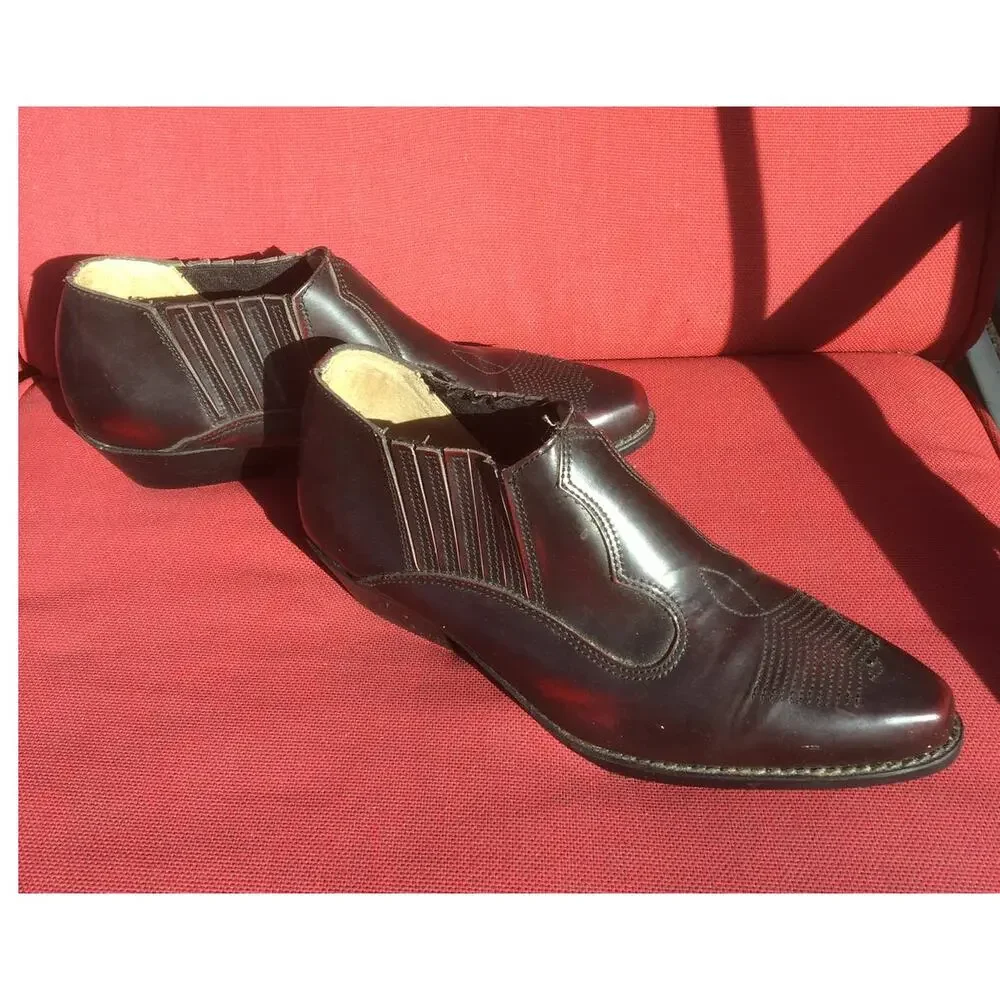 Original Western Boots by Standy Made in France Size 43 US 9 Red Brown Leather